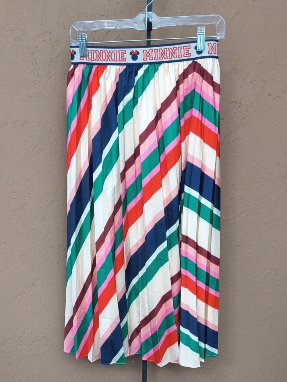 Disney Minnie Mouse Majorette  Multicolor Striped Pleated Skirt Size Medium